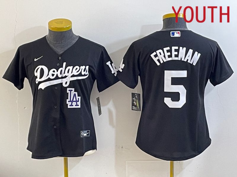 Youth Los Angeles Dodgers #5 Freeman Black Game 2024 Nike MLB Jersey style 11216->youth mlb jersey->Youth Jersey
